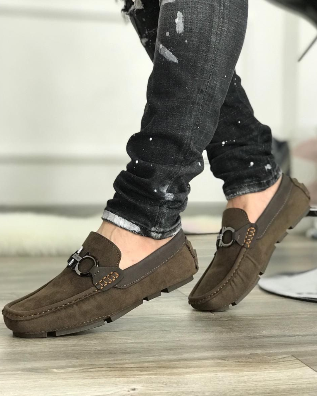 Mocasin Ferragamo gamuza calzado casual
