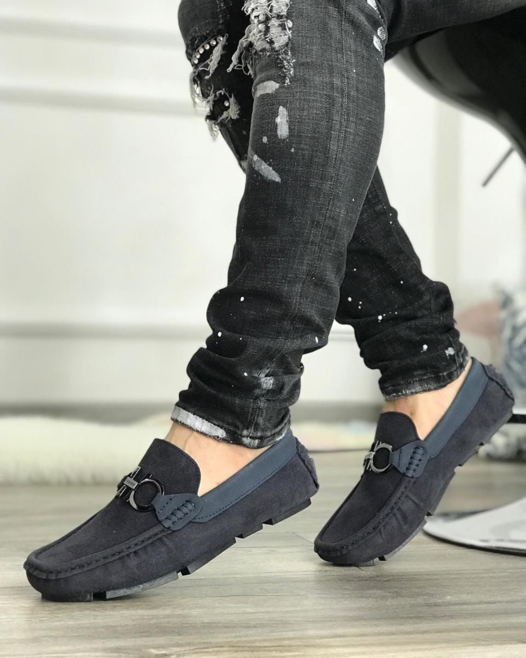 Mocasin Ferragamo gamuza calzado casual
