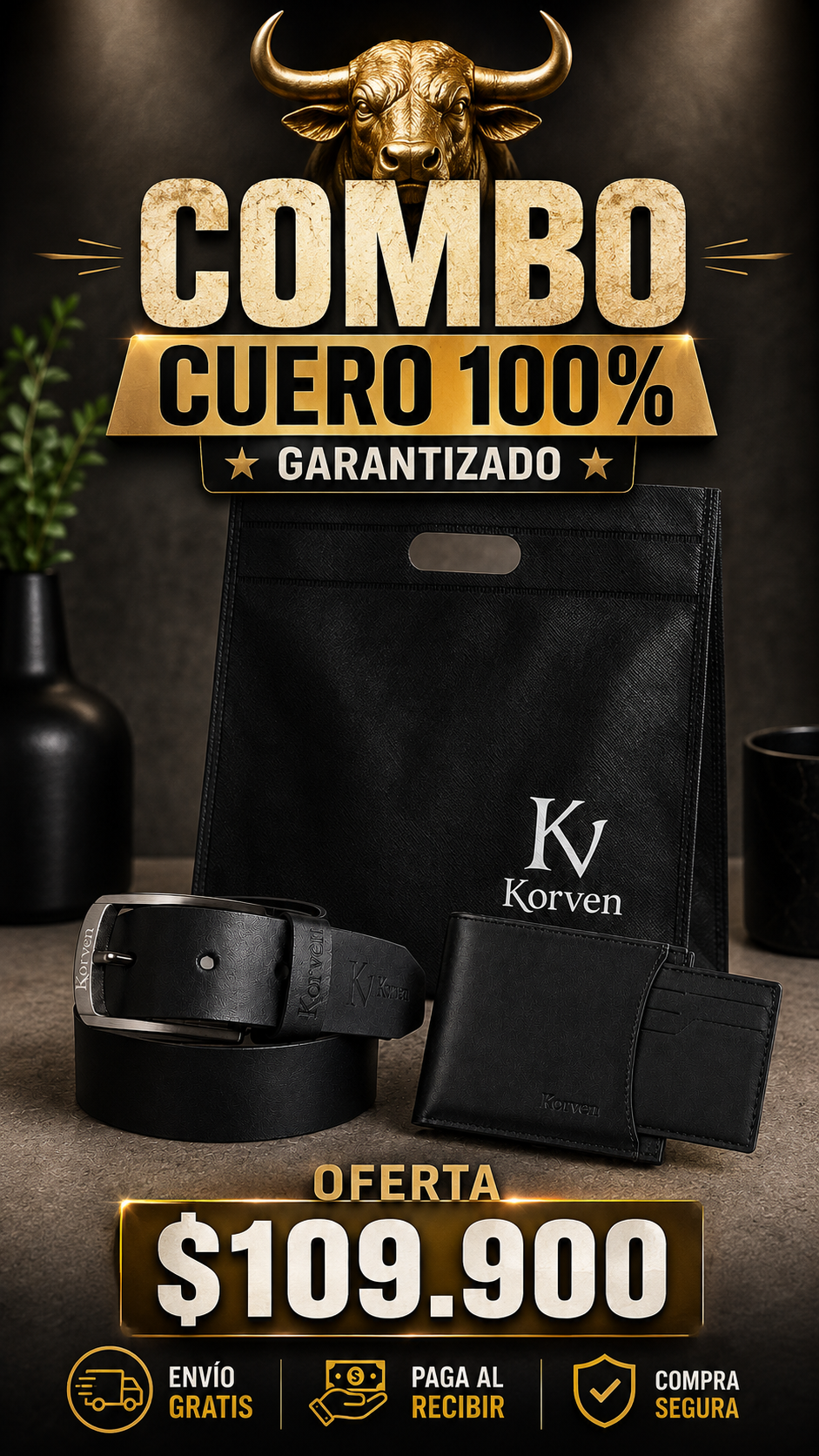 Duo KORVEN Correa y Billetera Cuero TULA