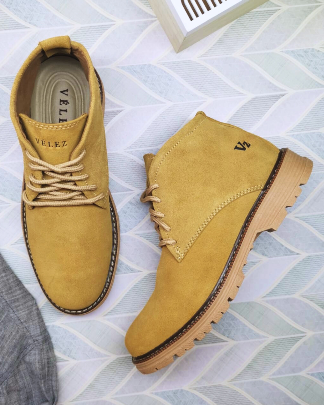 BOTIN VELEZ CUERO GENUINO CARNAZA + CAJA