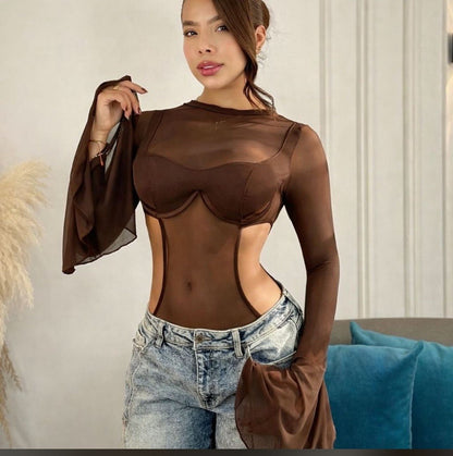 Conjunto boddy  escote y pantalón DIOSA