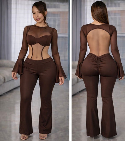 Conjunto boddy  escote y pantalón DIOSA