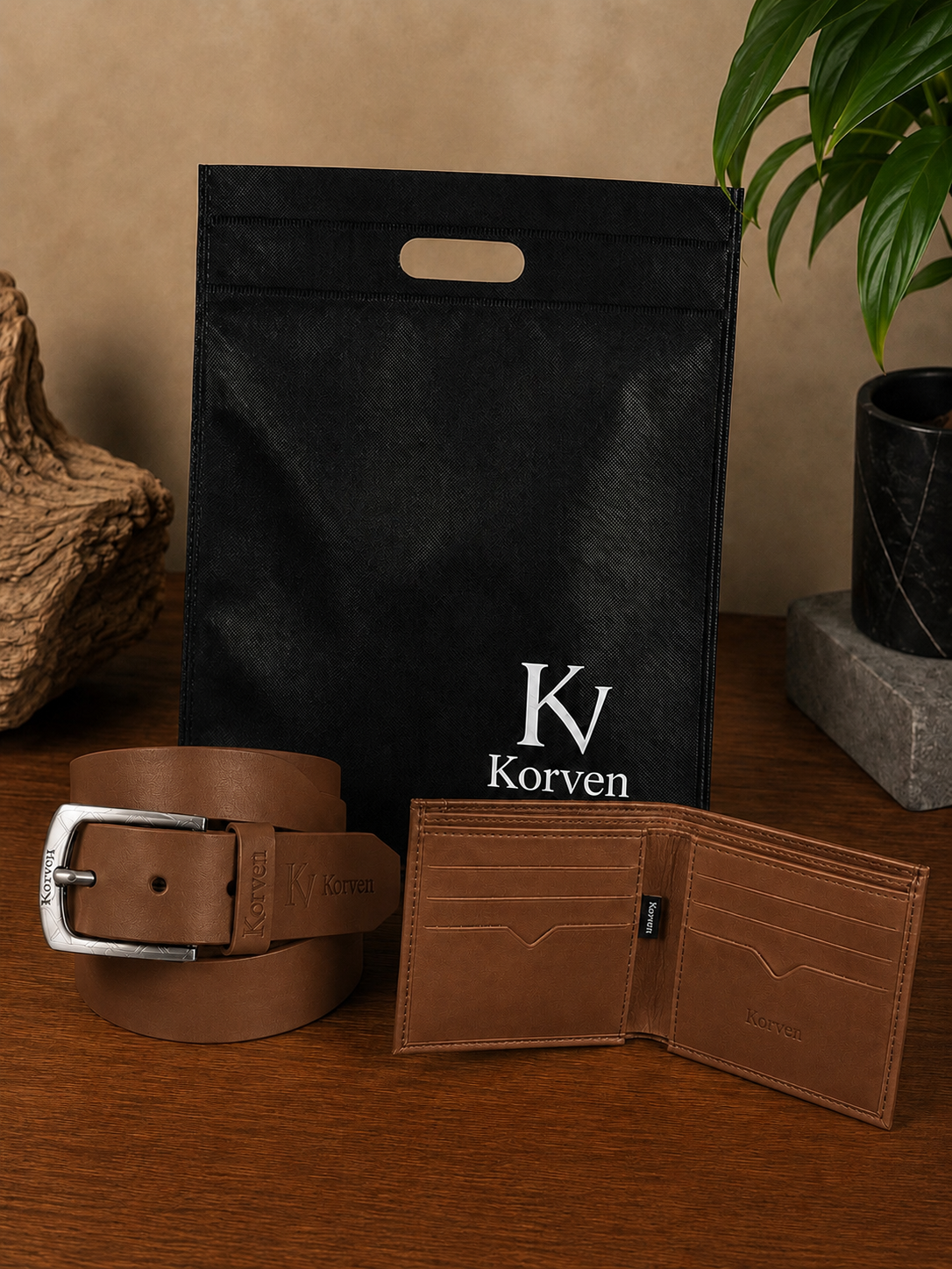 Duo KORVEN Correa y Billetera Cuero TULA