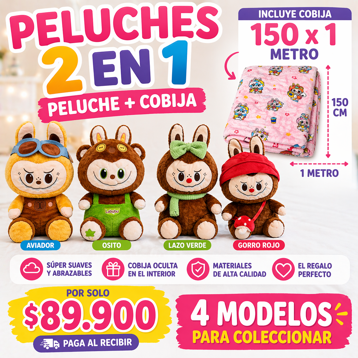 PELUCHE BUBU CON COBIJA