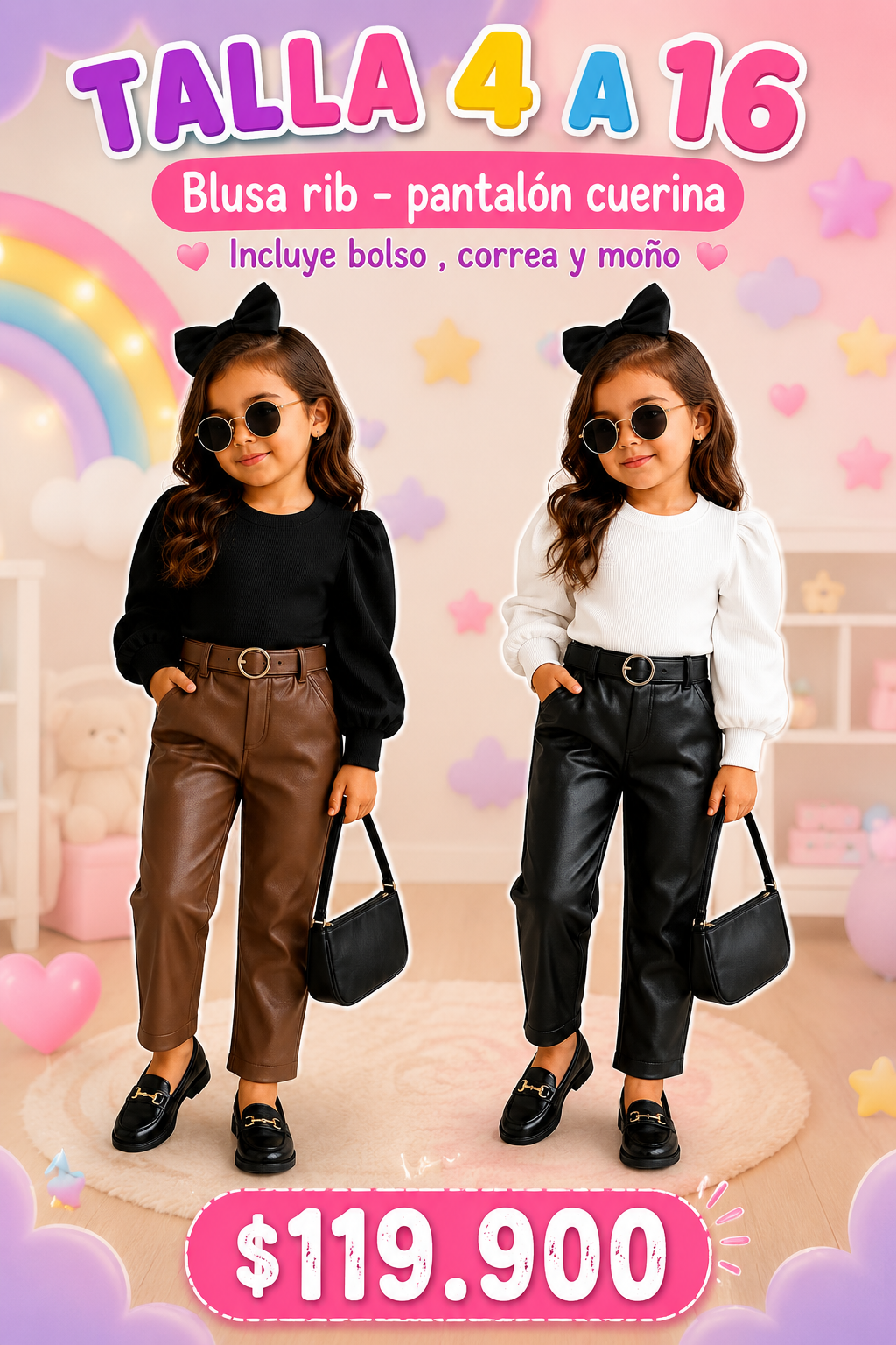 Conjunto pantalón buso y moño italiana