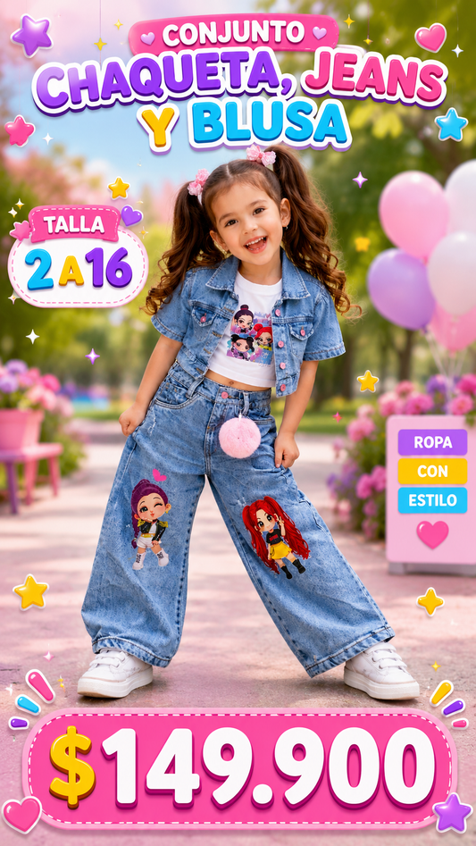 Conjunto Chaqueta,jeans y blusaJEANSK-2
