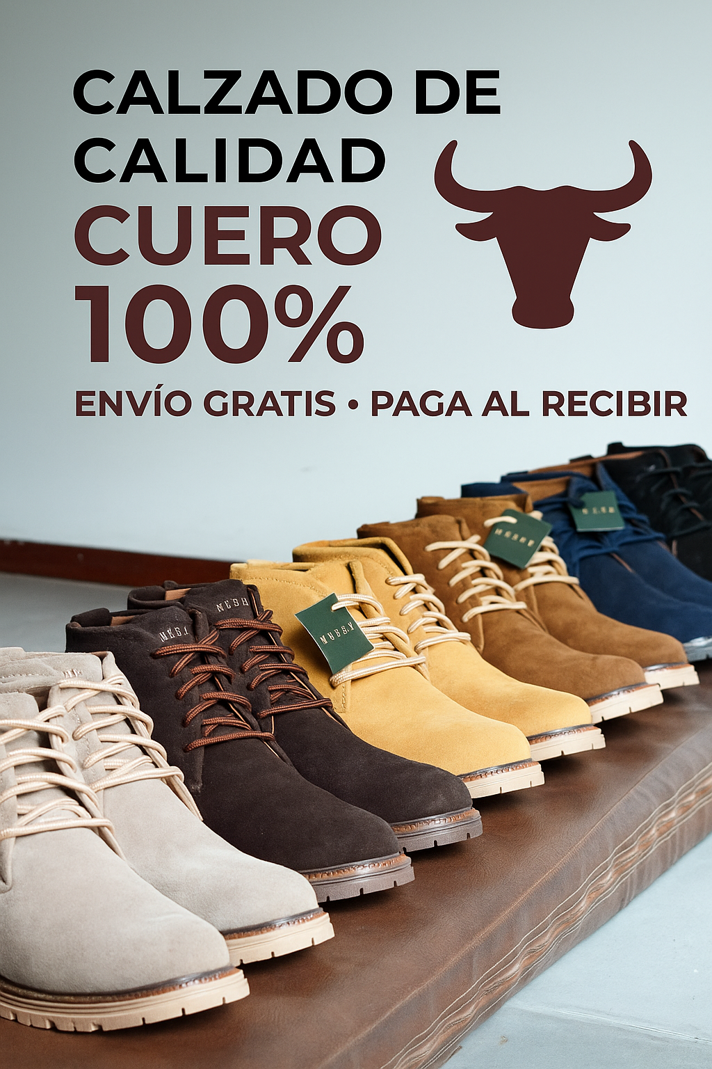 BOTIN VELEZ CUERO GENUINO CARNAZA + CAJA