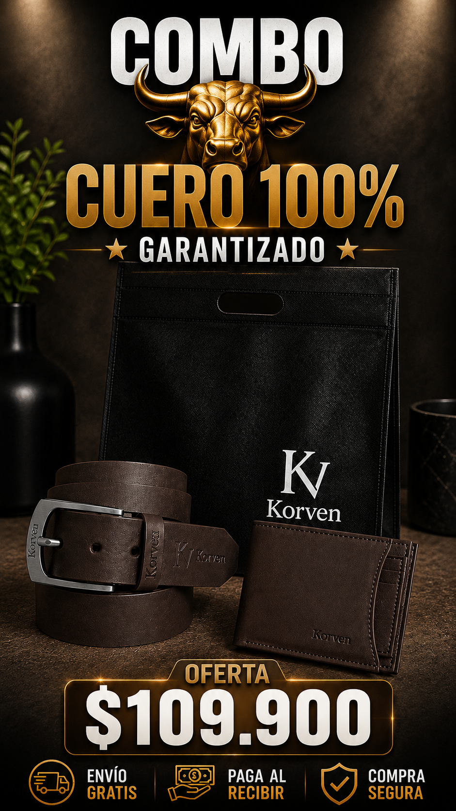 Duo KORVEN Correa y Billetera Cuero TULA