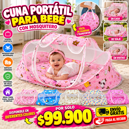 Cuna Portátil para Bebé con Mosquitero