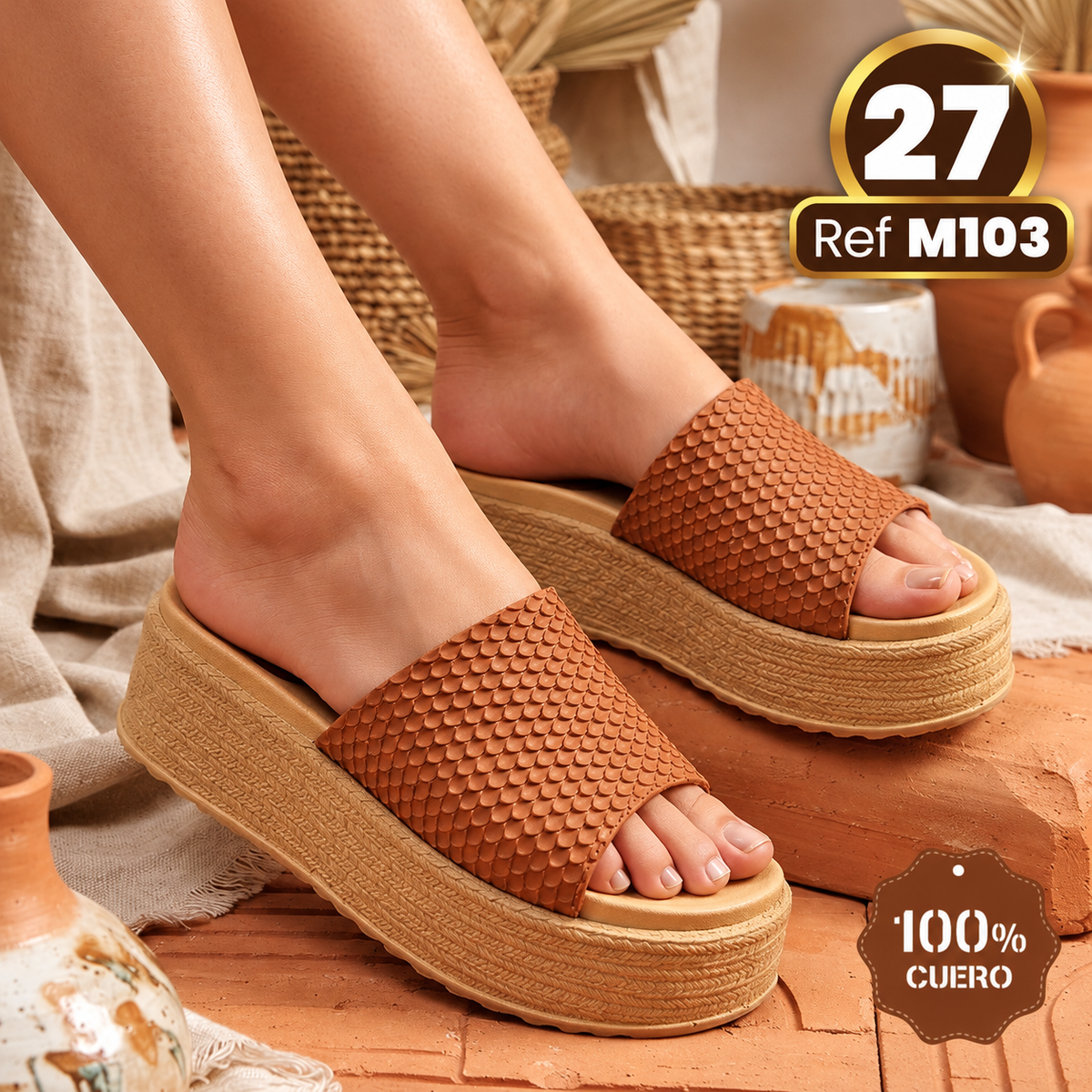 SANDALIAS EN CUERO PARA DAMA