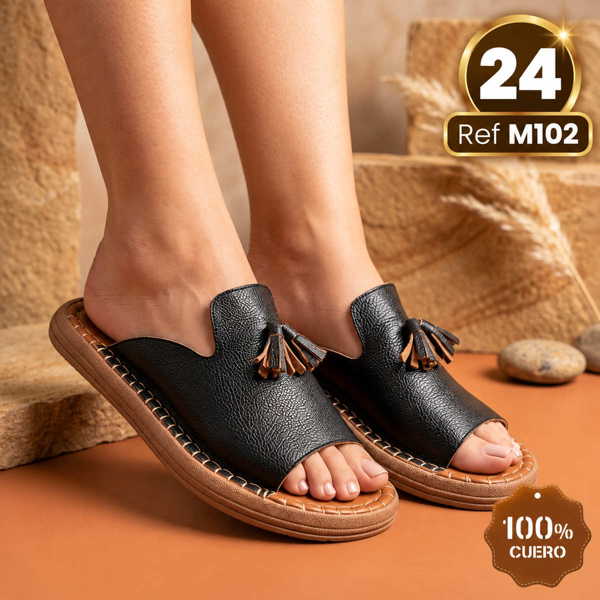 SANDALIAS EN CUERO PARA DAMA