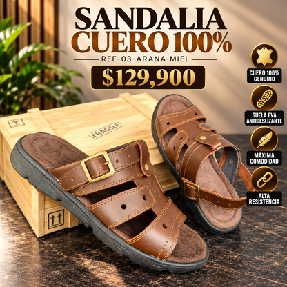 SANDALIAS EN CUERO PARA HOMBRE