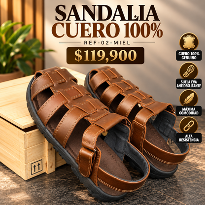 SANDALIAS EN CUERO PARA HOMBRE